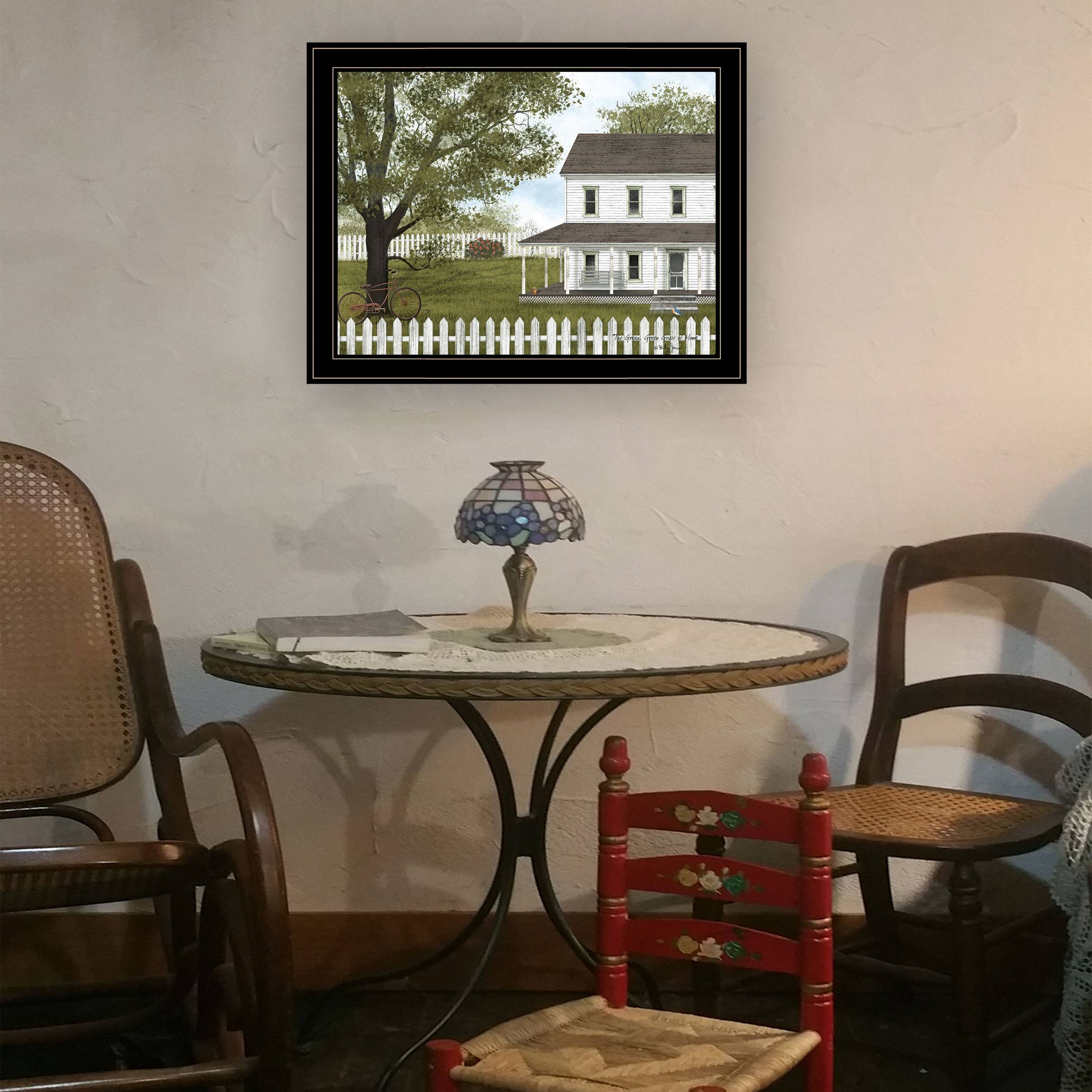 TrendyDecor4U Traditional "Green, Green Grass of Home" Framed Print